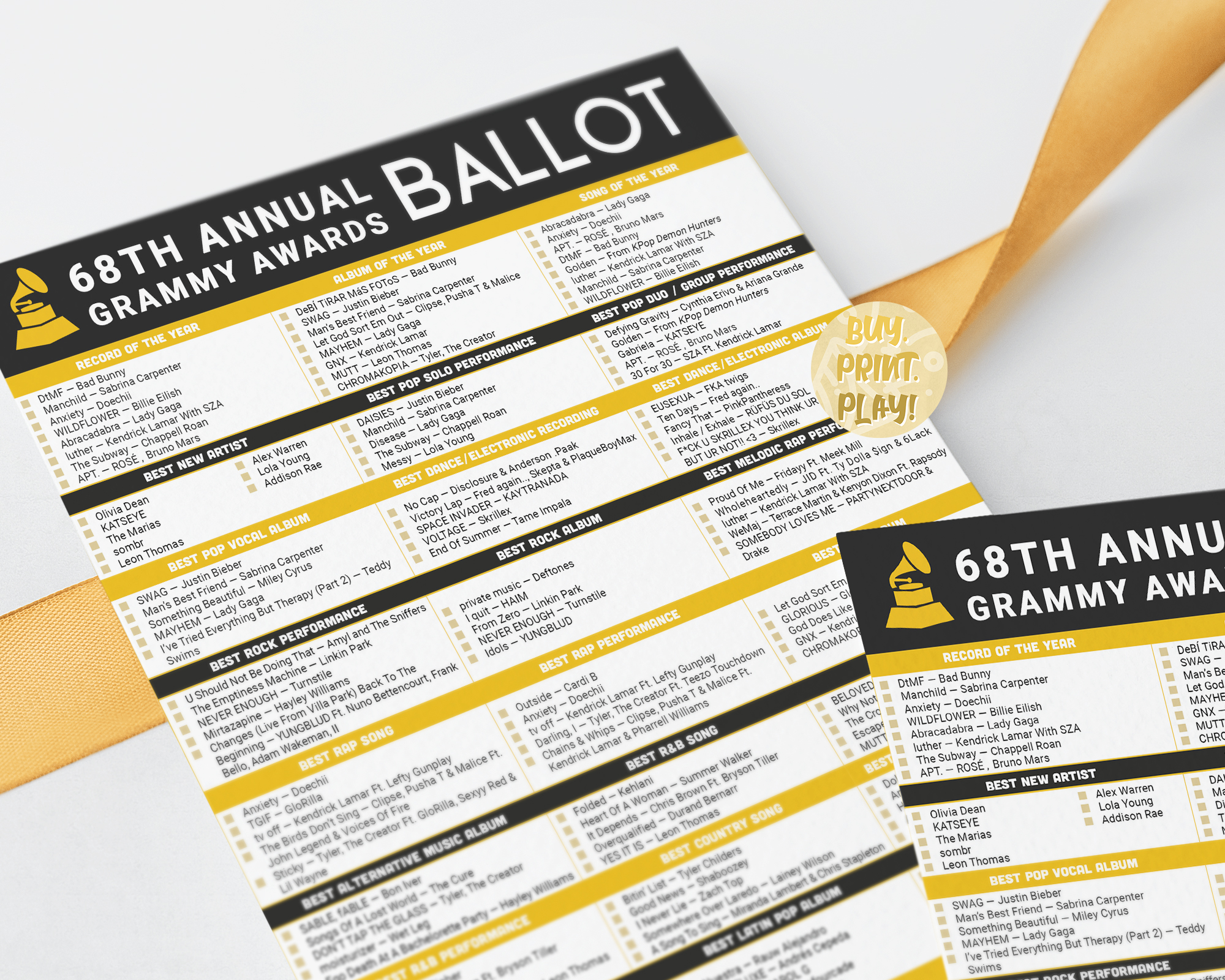 Grammy Ballot Main View